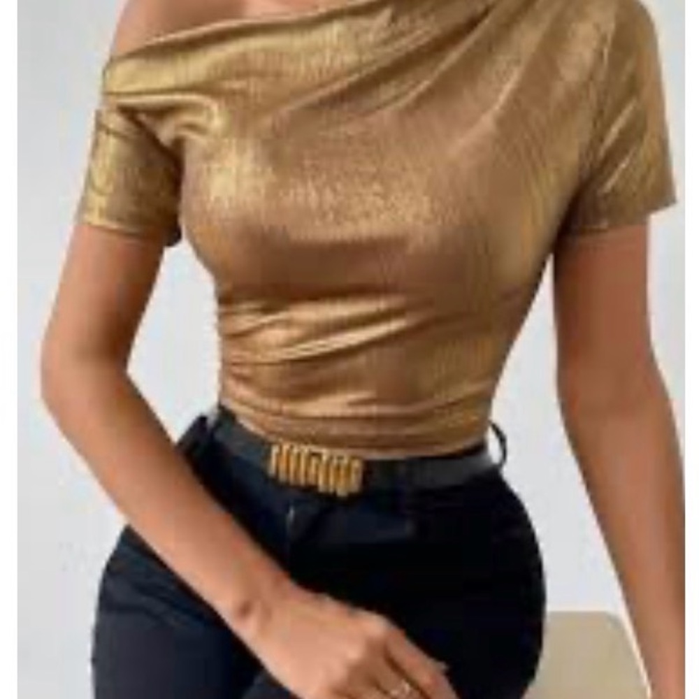 Gold Off-Shoulder Women's Top